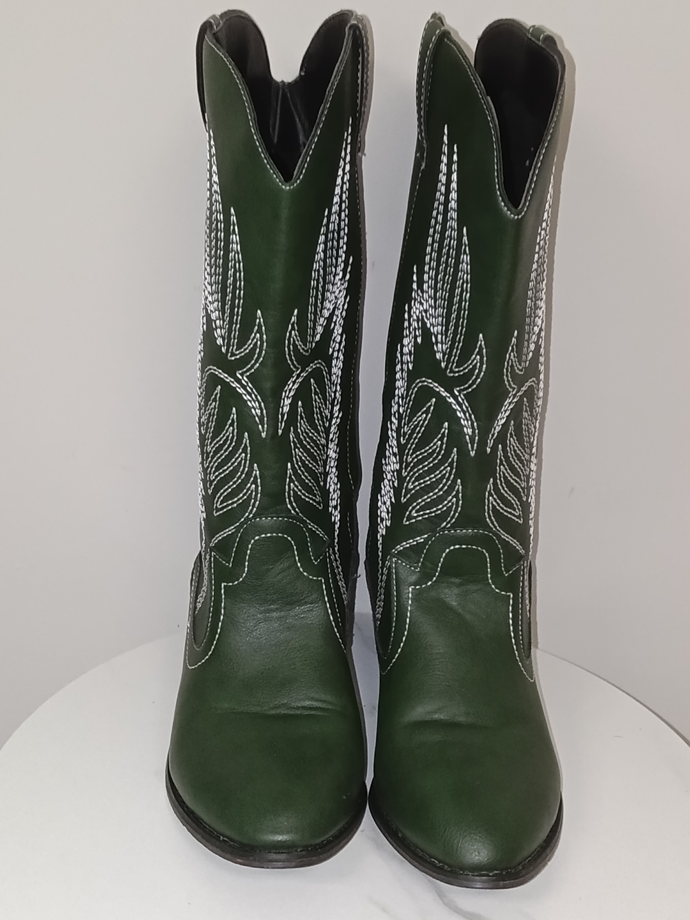 Dark Green Western Embroidered Women's Cowboy Cowgirl Boots 37 Size 6.5 Rodeo